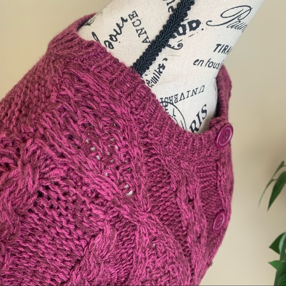 Pink Cardigan Knit 3/4 Sleeve Cardigan Fuchsia Sz M - Picture 9 of 16